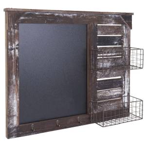 Wandgarderobe A94 Tafel Shabby-Look Braun - Grau - Holzwerkstoff - Metall - Holz teilmassiv - 68 x 56 x 13 cm