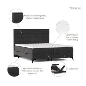 Boxspringbett Chiasso Schwarz - Breite: 163 cm