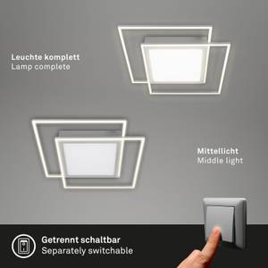 LED Deckenleuchte, alu-chrom-matt, LED Silber - Metall - 52 x 7 x 52 cm