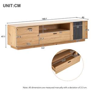 TV-Lowboard Cronus Ⅲ Braun - Holzwerkstoff - Metall - Massivholz - Holzart/Dekor - 40 x 47 x 180 cm