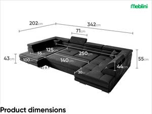 Ecksofa Carl U-Form Schwarz