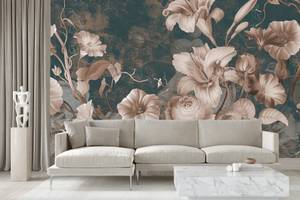 Papier Peint FLEURS Feuilles Style Rétro 405 x 270 x 270 cm