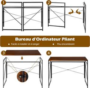 Bureau d'Ordinateur Pliant HW65577 Marron châtaignier