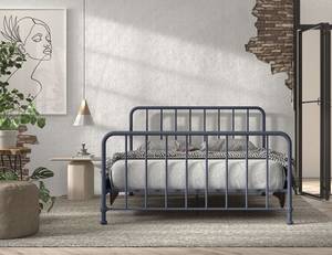 Metallbett Bronxx Eisen - Blau - Breite: 167 cm