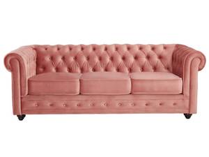 Canapé CHESTERFIELD Rose clair - Profondeur : 205 cm