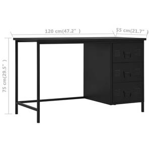 Schreibtisch Schwarz - Metall - 120 x 75 x 120 cm