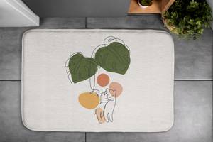 Badteppich Monstera Katzen Beige - Textil - 75 x 45 x 75 cm