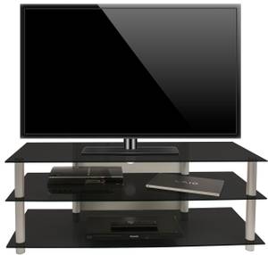 Meubles TV Rack Alu Verre Zumbo Verre noir - Argenté