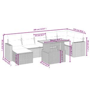 Gartensitzgruppe K907(8-tlg) Schwarz - Massivholz - 69 x 62 x 55 cm