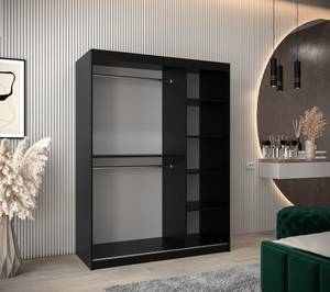 SCHWEBETÜRENSCHRANK PROMO T3 Schwarz - Eiche Sonoma Dekor - Breite: 150 cm - 2 Türen