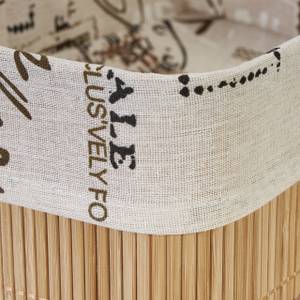 Lot de 3 paniers de rangement en bambou Marron - Blanc - Bambou - Bois manufacturé - Textile - 32 x 12 x 23 cm