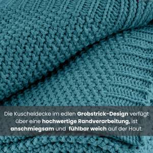 Strickdecke Kuscheldecke premium Türkis