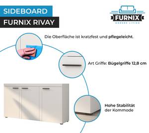 FURNIX Sideboard RIVAY 3F Weiß Weiß