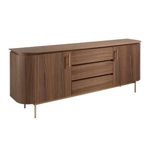 Sideboard aus Walnuss und goldenem Stahl Braun - Holzwerkstoff - 210 x 80 x 45 cm