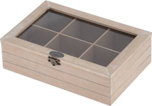 Teebox mit 6 Fächern, Holz Braun - Massivholz - 16 x 7 x 24 cm