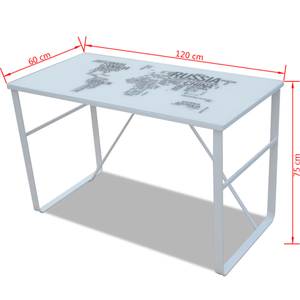 Bureau Blanc - Verre - Métal - 120 x 75 x 120 cm