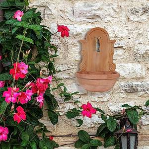 Fontaine murale - Terre cuite toscane Marron - Céramique - Pierre - 37 x 65 x 43 cm