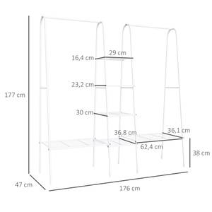 Garderobenständer 850-130 Weiß - Metall - 47 x 177 x 176 cm