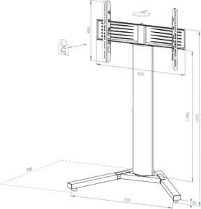 TV-Standfuß Stadino Silber - Metall - 90 x 125 x 72 cm