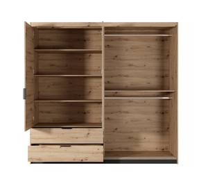 Drehtürenschrank TALLY LED Beige - Schwarz - Holzwerkstoff - Kunststoff - 220 x 211 x 60 cm