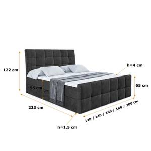 Boxspringbett APO-Z Schwarz - Breite: 160 cm - H4