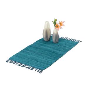 Blauer Flickenteppich aus Baumwolle Blau - Textil - 50 x 1 x 80 cm