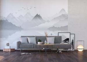 Fototapete Berglandschaft Grau - Naturfaser - Textil - 375 x 270 x 270 cm