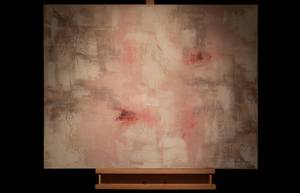 Tableau peint Une preuve d'amour Rose foncé - Bois massif - Textile - 100 x 75 x 4 cm