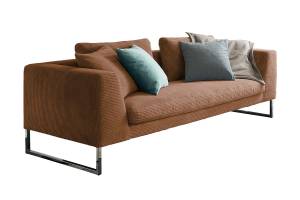 Sofa ARIAN Cord Metallkufe chrom Braun - Breite: 210 cm