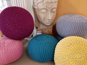 Bodenkissen ø 55 cm Pouf Sitzkissen Gelb