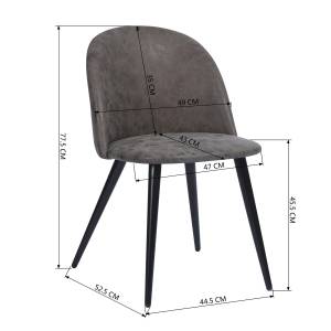 2 chaises de salle à manger vintage Noir - Gris - Textile - 53 x 78 x 49 cm