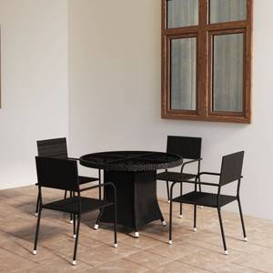 Salle à manger (lot de 5) 3009978-1 Noir - Métal - Polyrotin - 110 x 74 x 110 cm