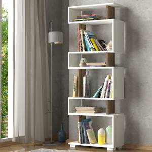 Bücherregal Blok  Weiß Walnuss Weiß - Holzwerkstoff - 60 x 160 x 20 cm