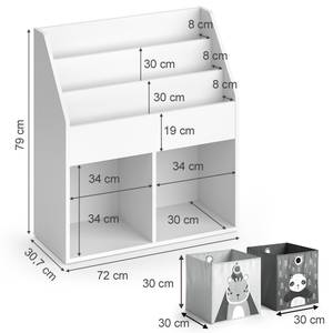 Bücherregal „Luigi“ Weiß mit 2 Faltboxen Grau