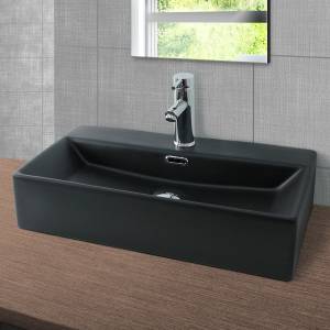 Waschbecken aus Keramik Schwarz - Keramik - Metall - 37 x 13 x 60 cm