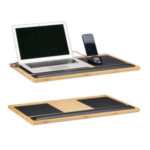 2 x Laptoptisch Bambus Schwarz - Braun - Bambus - Kunststoff - 60 x 2 x 40 cm