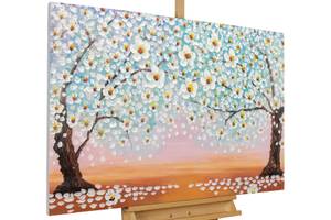 Tableau peint Sweet Summer Evening Orange - Blanc - Bois massif - Textile - 120 x 80 x 4 cm