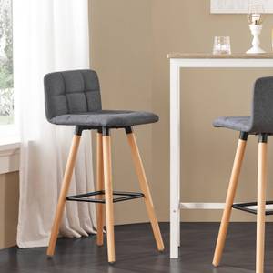 Lot de 2 Tabourets de Bar FST50-DGx2 Gris - En partie en bois massif - 44 x 90 x 44 cm