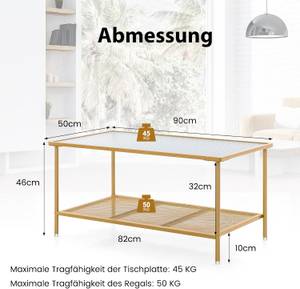 Glastisch TH32755SP Gold - Glas - 50 x 46 x 90 cm