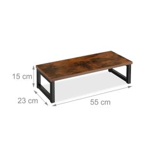 Support écran PC au design industriel Noir - Marron - Bois manufacturé - Métal - 55 x 15 x 23 cm