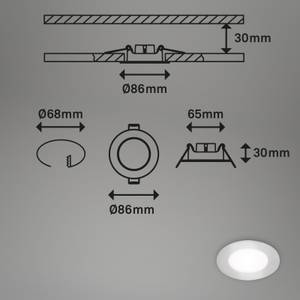 LED Einbauleuchten-Set, chrom-matt, 3x Silber