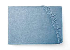 Jersey 90x200 - 100x200 Spannbettlaken Blau - Textil - 100 x 32-23 x 200 cm