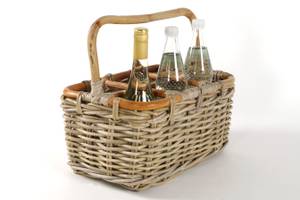 Flaschenhalter RATBOTTLE6G Grau - Rattan - 27 x 20 x 38 cm