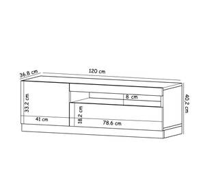 TV Lowboard Weiß LED Links 2/2 9505 Weiß - Holzwerkstoff - 120 x 40 x 37 cm