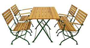 Set Passau 5-teilig Braun - Grün - Metall - Massivholz - Holzart/Dekor - 70 x 72 x 110 cm