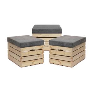 Sitzhocker mit Stauraum NATURE  3er Set Grau