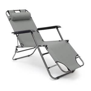 Liegestuhl klappbar Schwarz - Grau - Silber - Metall - Kunststoff - Textil - 59 x 80 x 124 cm