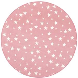 Kinder Spiel Teppich Sterne Rund Rosé - 133 x 133 cm