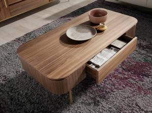 Couchtisch Walnuss und goldener Stahl Braun - Holzwerkstoff - 120 x 37 x 60 cm