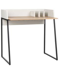 Schreibtisch ANAH Schwarz - Braun - Weiß - Holzwerkstoff - 90 x 90 x 60 cm